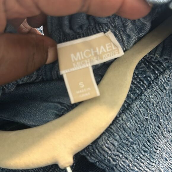 Michael Kors Cotton Chambray Smocked Mini Dress S - Picture 9 of 10